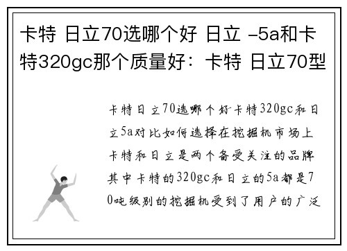 卡特 日立70选哪个好 日立 -5a和卡特320gc那个质量好：卡特 日立70型号对比，如何选择