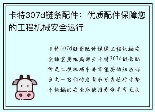 卡特307d链条配件：优质配件保障您的工程机械安全运行